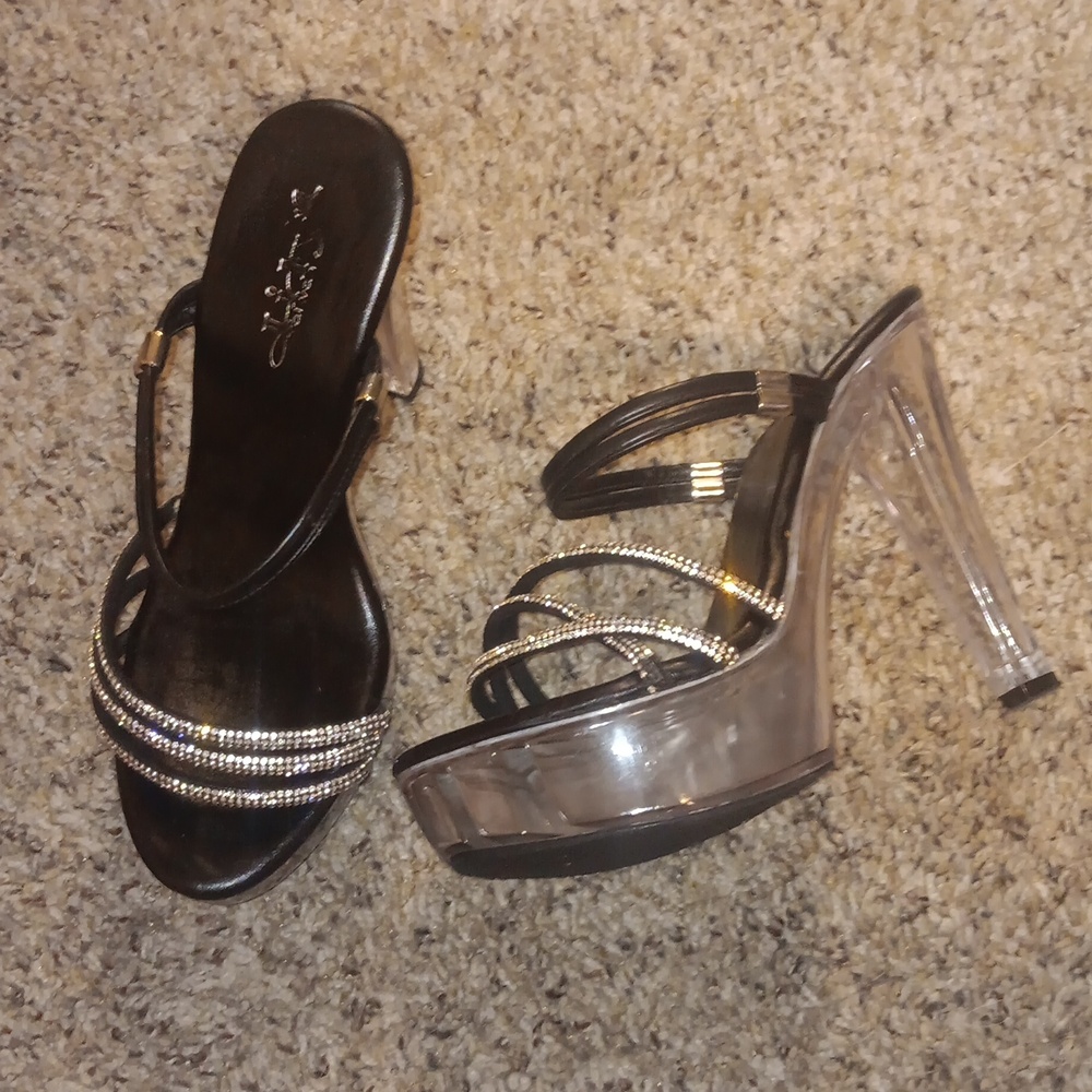 Clear platform heels